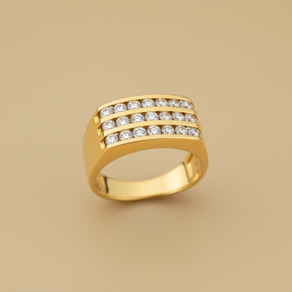 Anillo Imperial – Elegancia Masculina en Oro y Diamante
