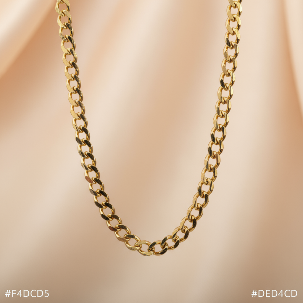 Cadena de Oro 14K con Eslabones Entrelazados – Estilo Cubano