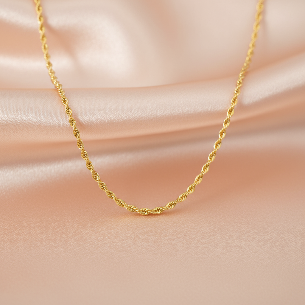 Cadena Trenzada de Lujo en Oro 14K – Estilo Torsal