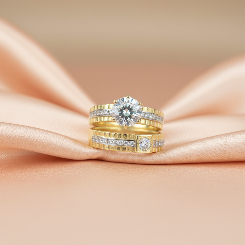 Set Triple de Anillos en Oro con Circonias – Brillo Absoluto