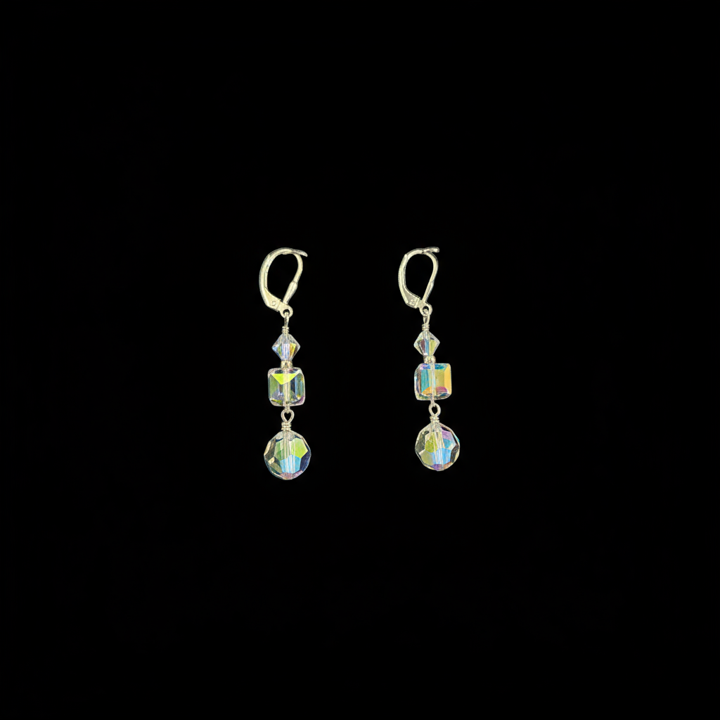 Pendientes Colgantes con Cristales Swarovski Iridiscentes – Brillo Elegante y Moderno