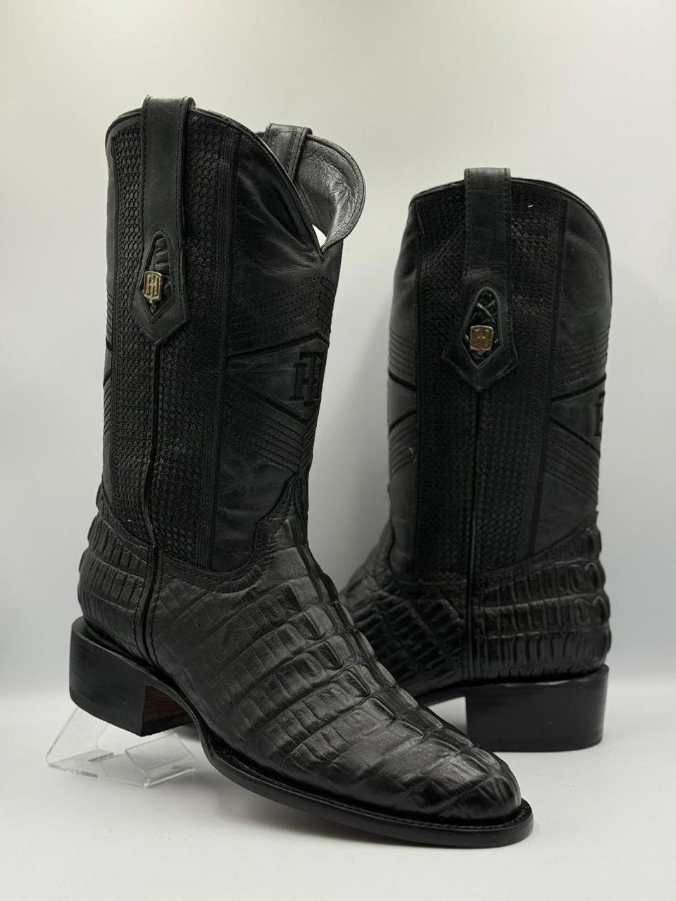 Botas Exóticas de Cocodrilo en Negro