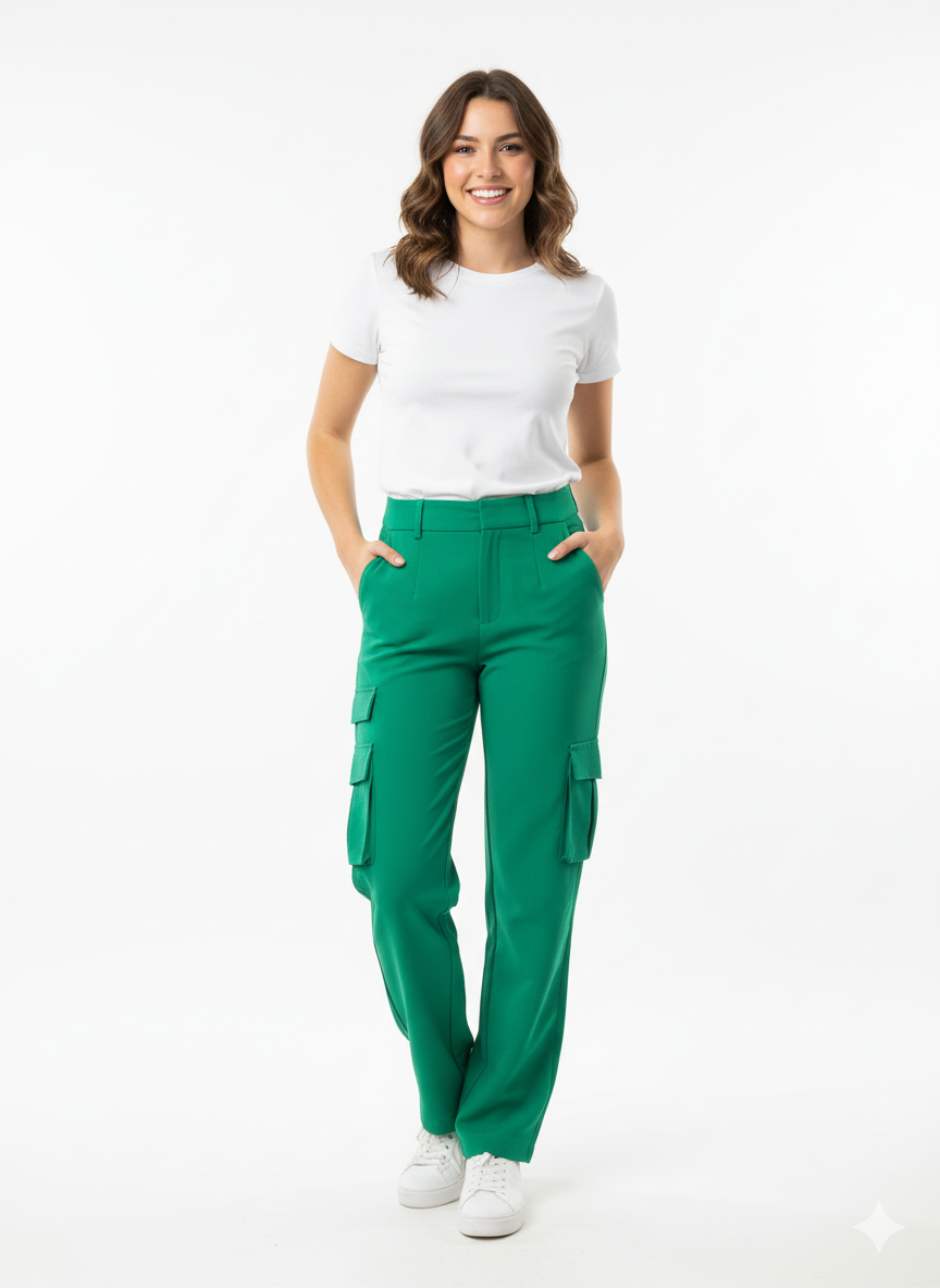 Pantalón Cargo Verde Esmeralda Stretch - Comodidad y Estilo al Máximo