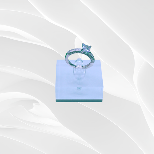 Silver Engagement Ring Set