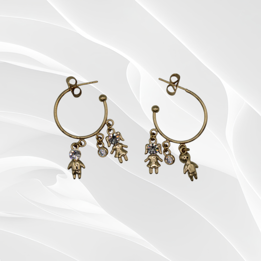 Gold-Plated Teddy Bear Charm Hoops
