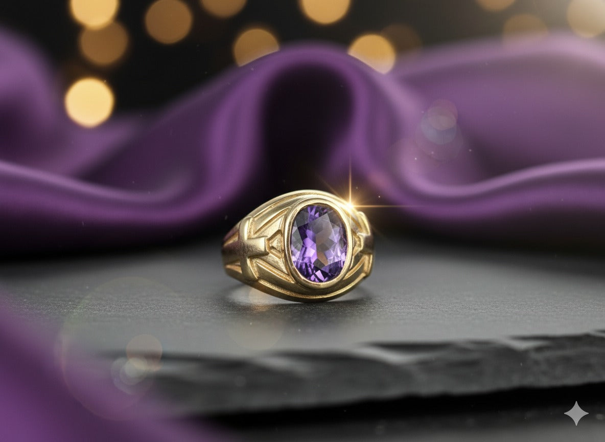 Anillo de Oro 14K con Amatista Morada