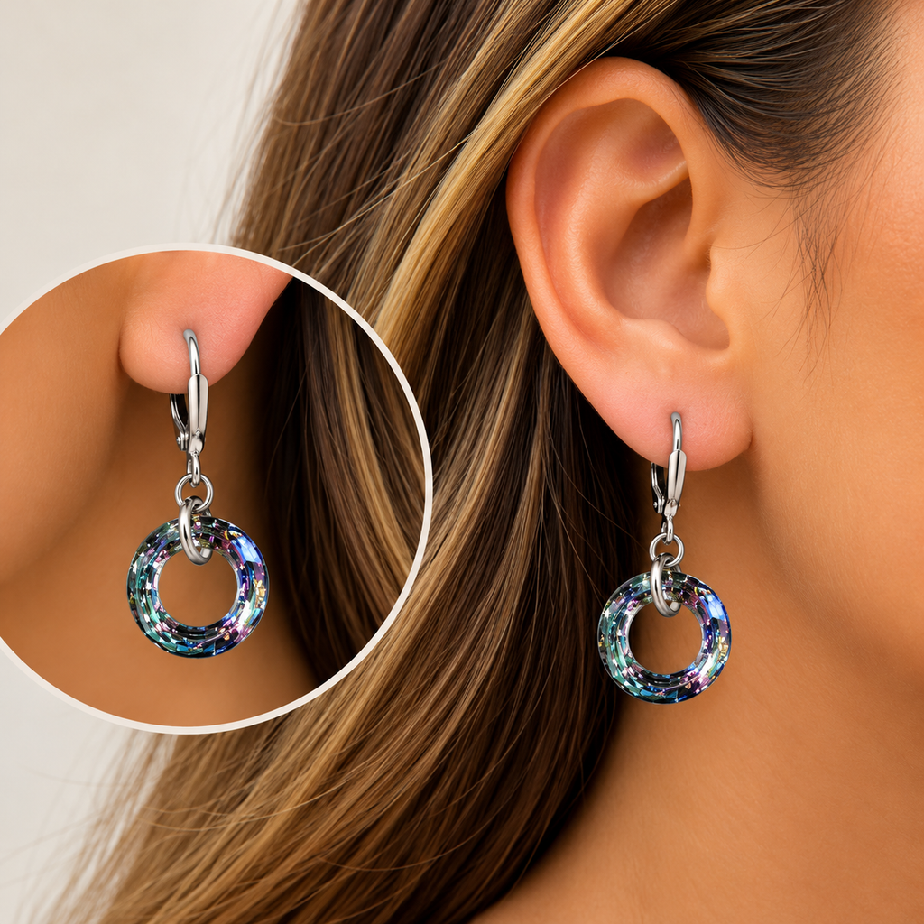 Aretes de Plata con Cristales Tornasolados ✨💎
