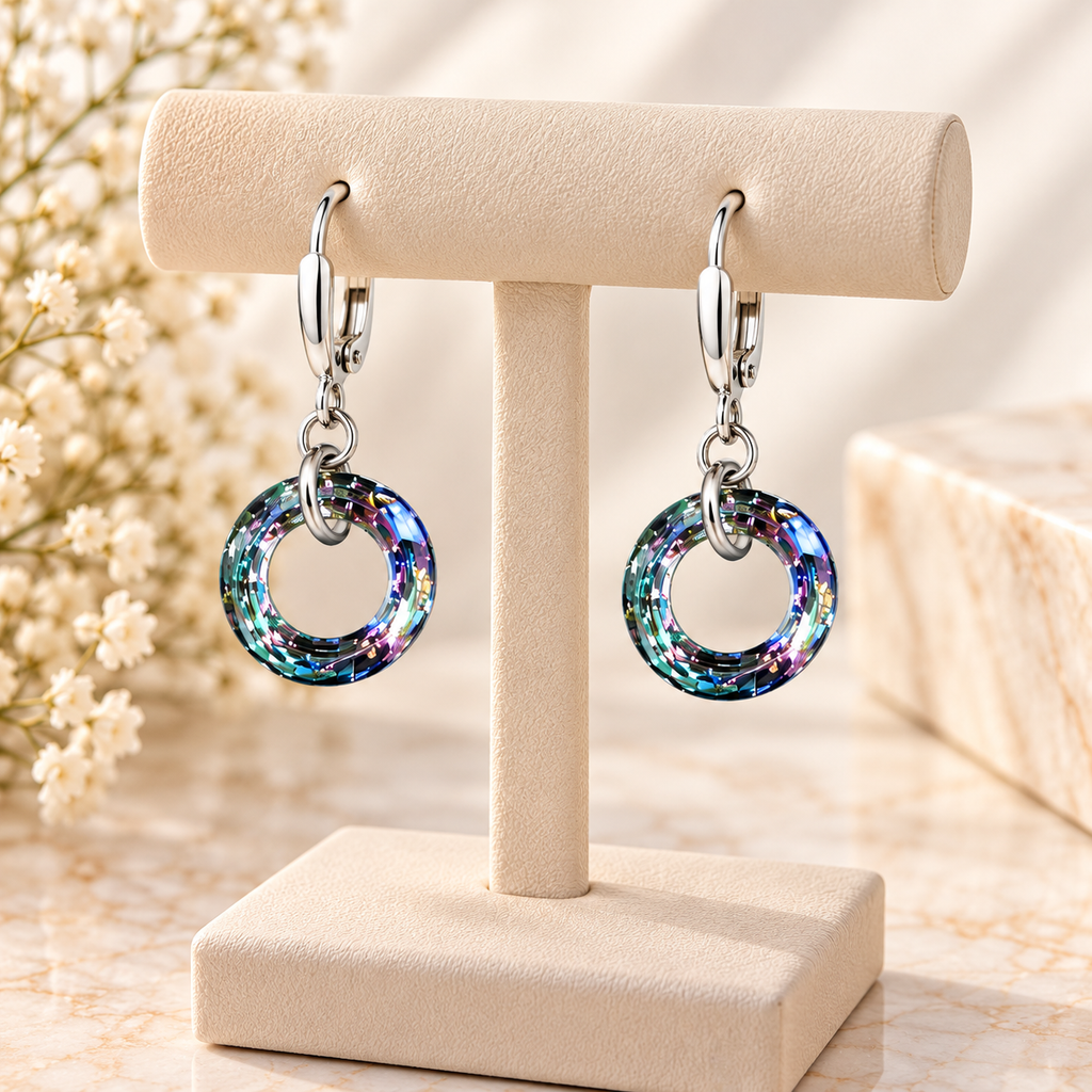 Aretes de Plata con Cristales Tornasolados ✨💎