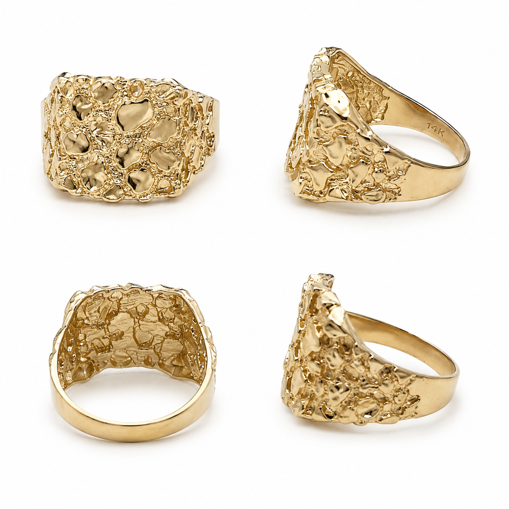 Anillo de Oro 14K Estilo Nugget para Caballero