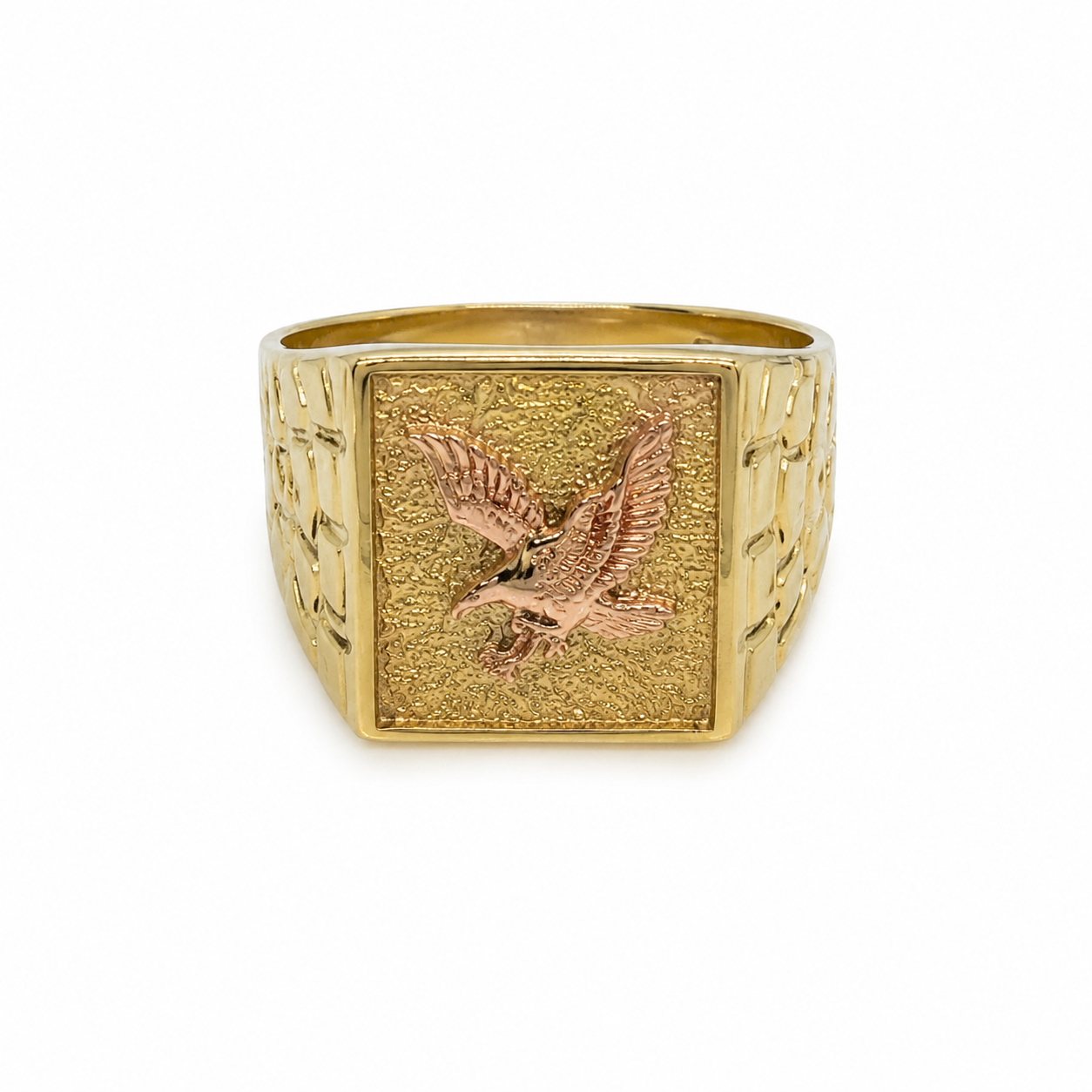 Anillo de Oro 14K con Águila en Rose Gold para Caballero
