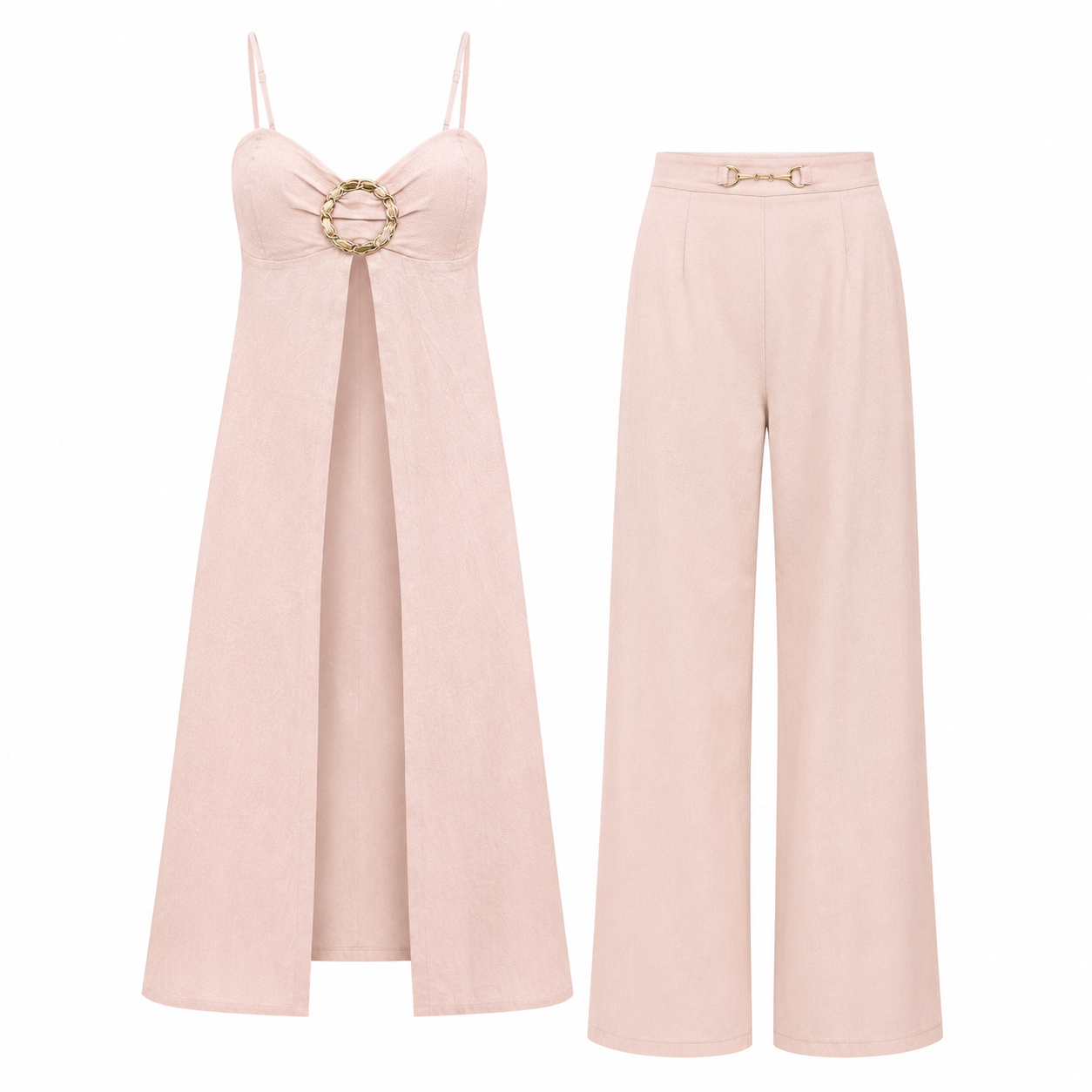 Conjunto Elegancia Rosé – Top Largo y Pantalón Palazzo VALENTINE