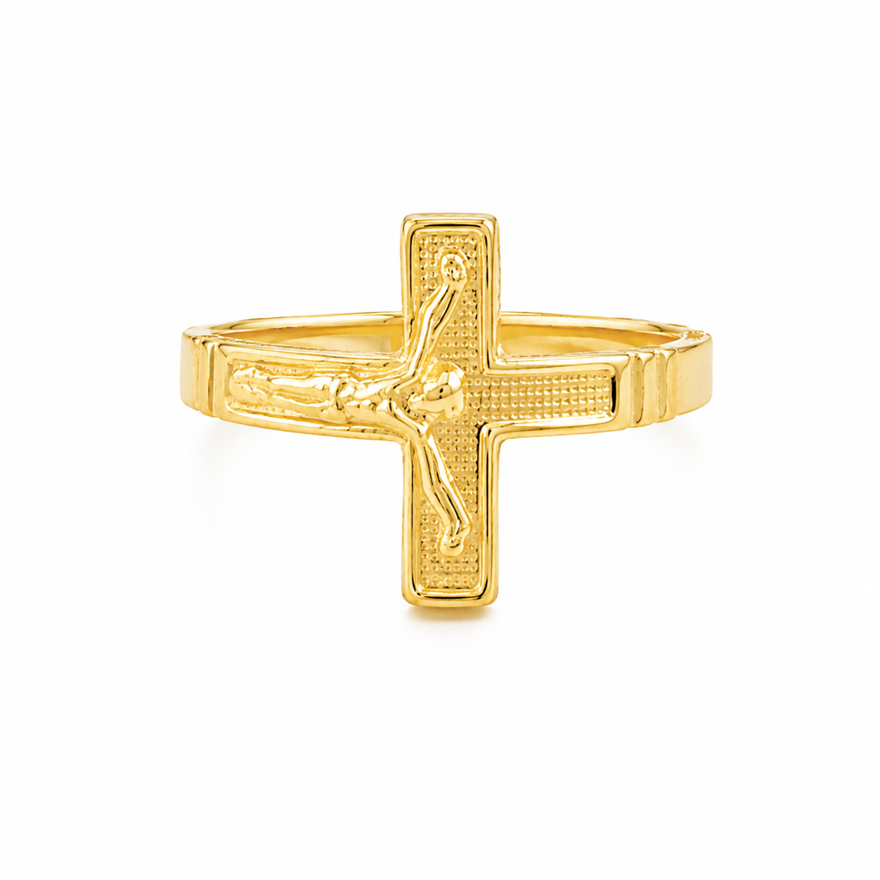 Anillo Cruz con Cristo en Oro 14K – Talla 10