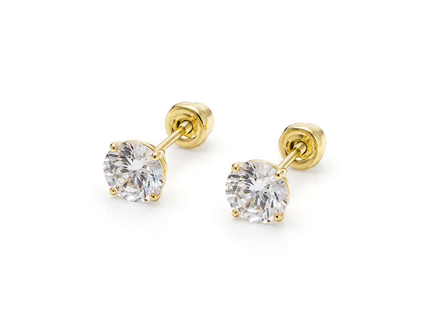 Aretes Stud de Oro 14K con Circonia Brillante