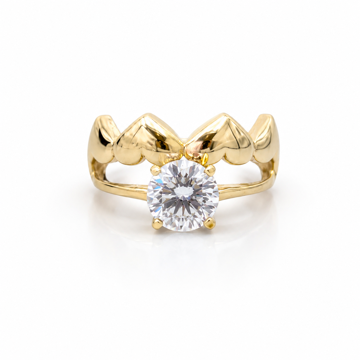 Anillo Corona de Corazones de Oro 14K