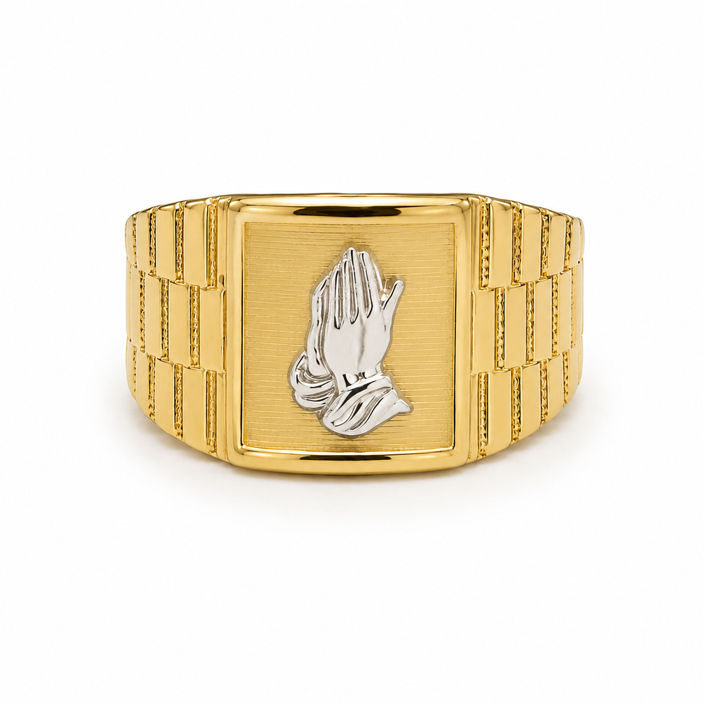 Anillo Oro 14K Manos en Oración