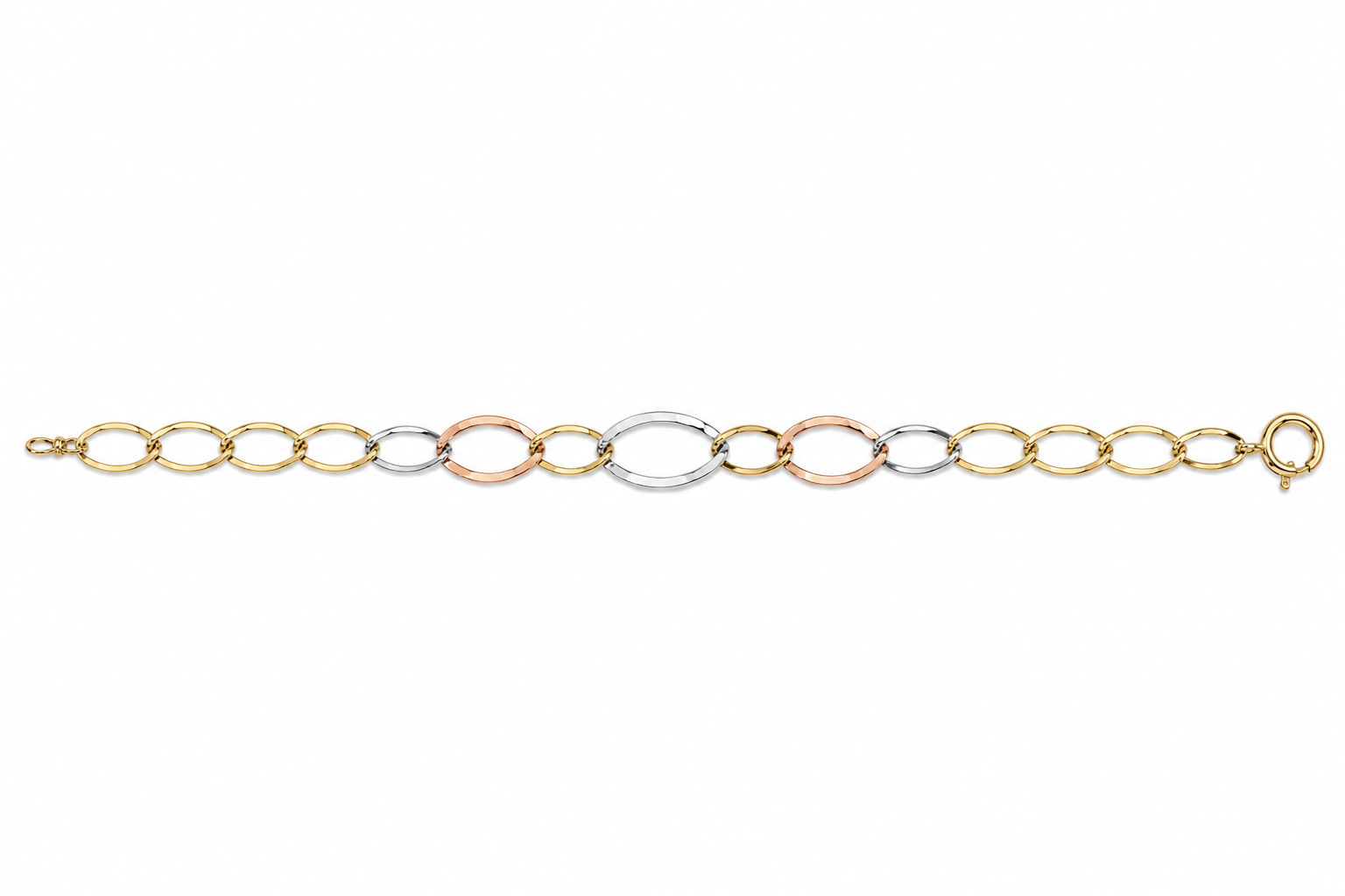 Pulsera Oro 14K Tricolor – 7.5 pulgadas