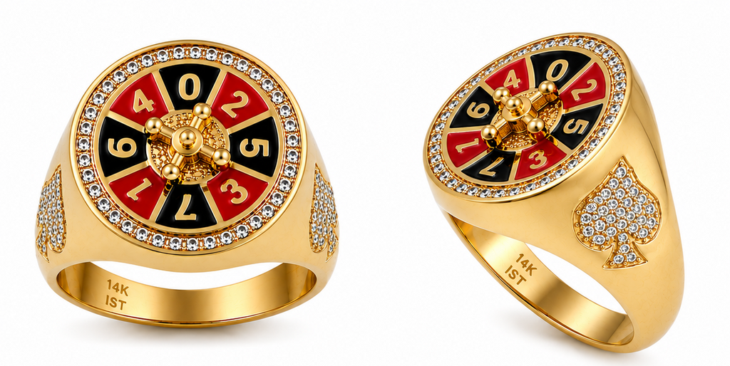Anillo Oro 14K Ruleta Giratoria