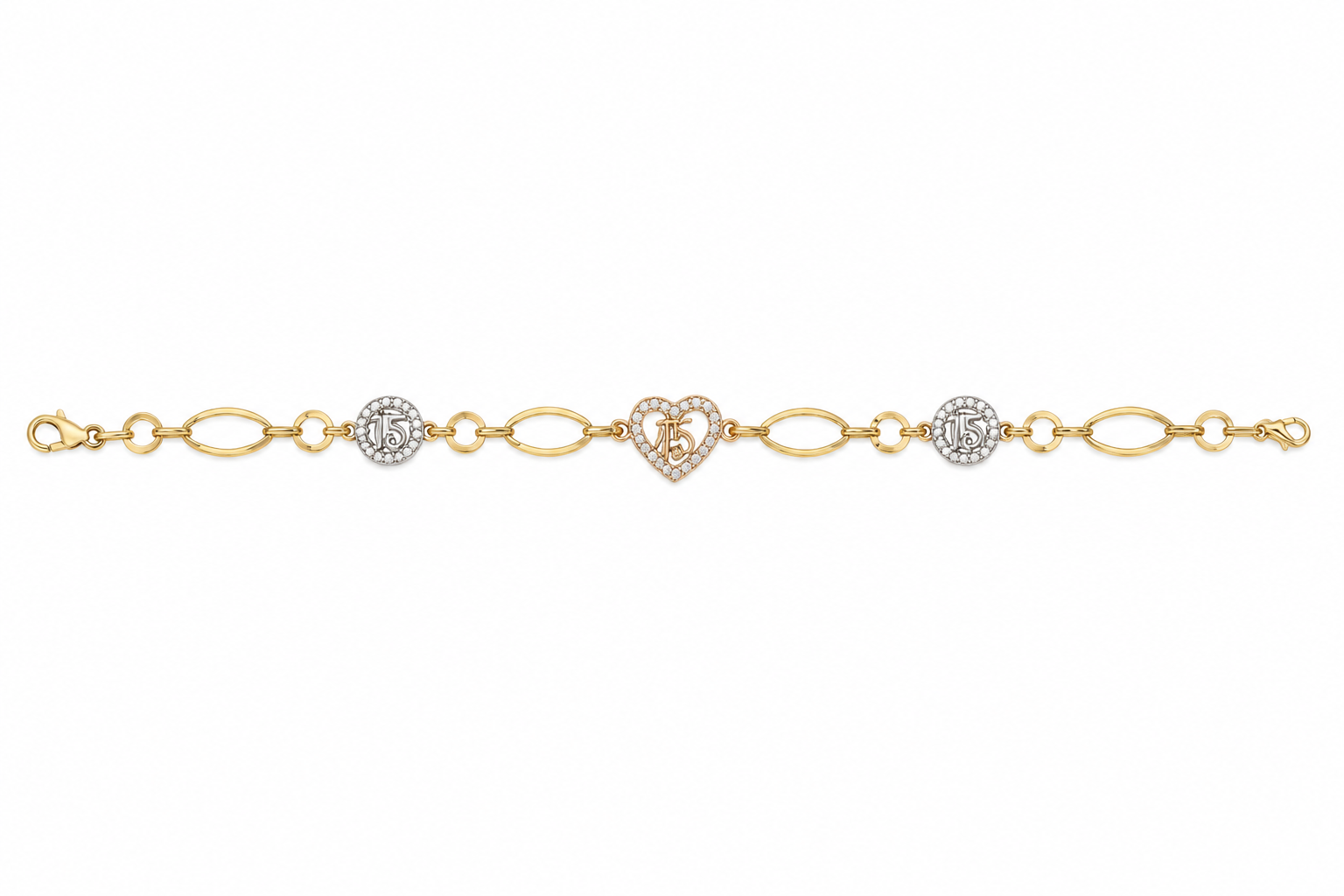 Pulsera Oro 14K de Quinceañera – 7 Pulgadas