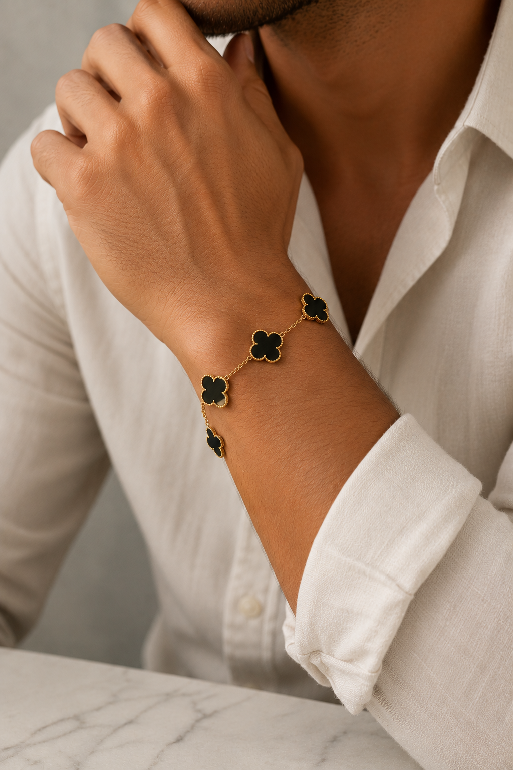 Pulsera Oro 14K Unisex de Cinco Tréboles