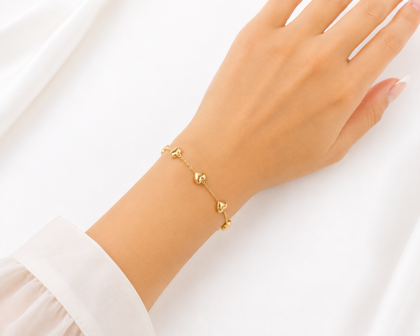 Pulsera Oro 14K de Corazones
