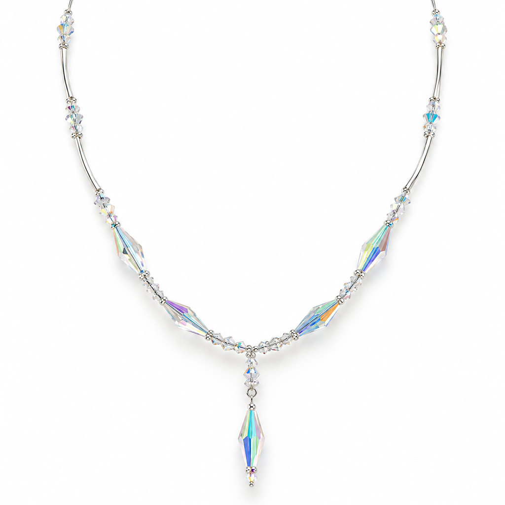 Collar de Cristal Iridiscente – Elegancia Luminosa