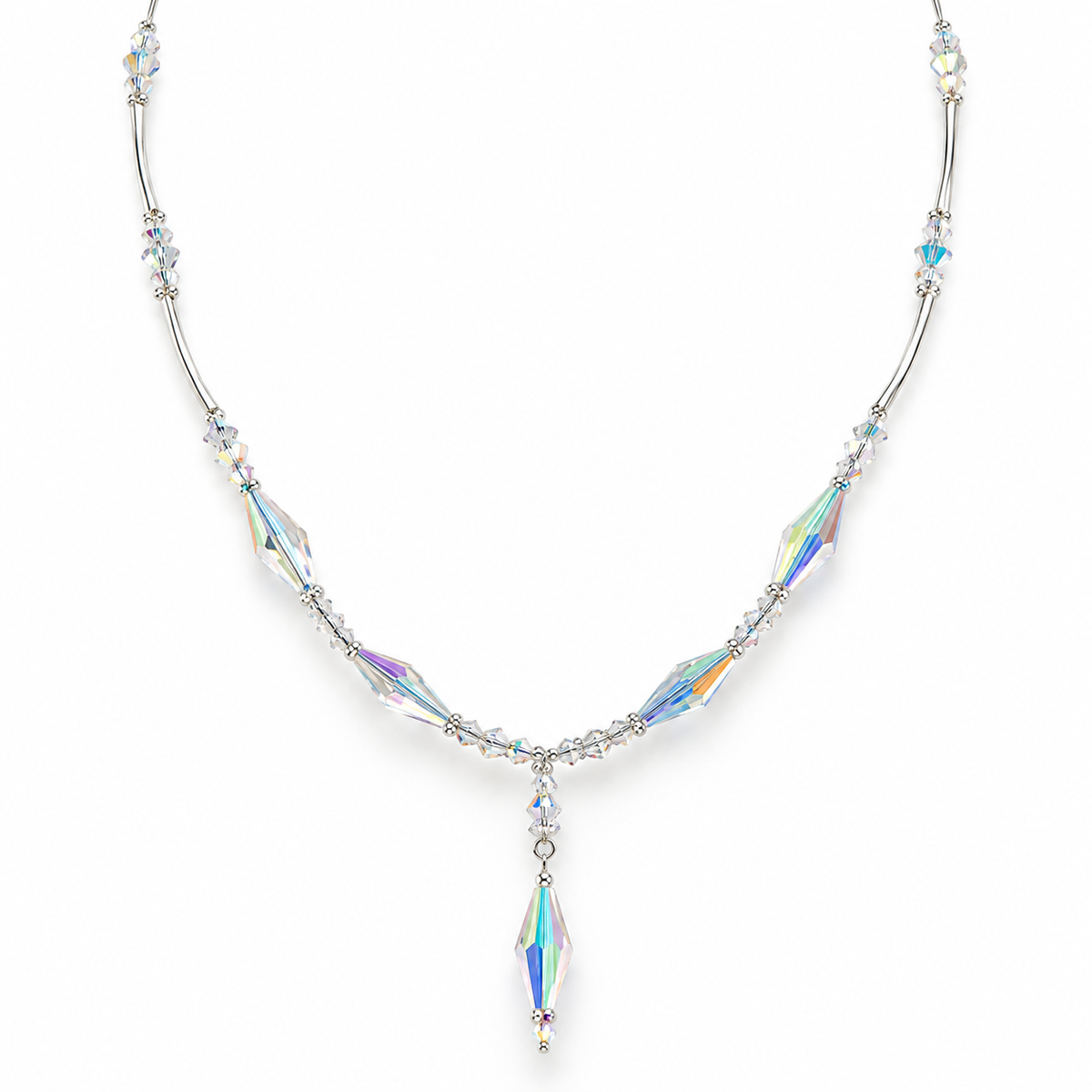 Collar de Cristal Iridiscente – Elegancia Luminosa