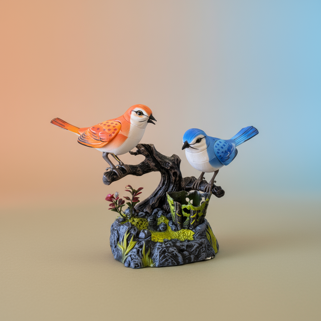 Figura Decorativa de Pájaros Cardinales Cantores