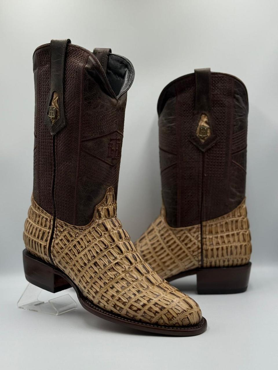 Botas de Cocodrilo Arena & Café