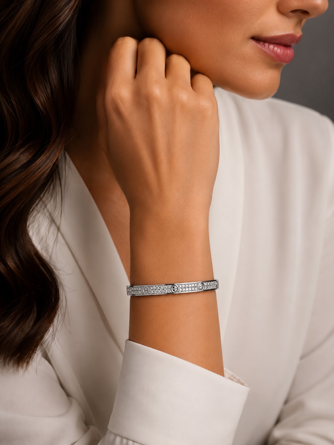 Brazalete de Plata Auténtica Italiana 925 Brillante