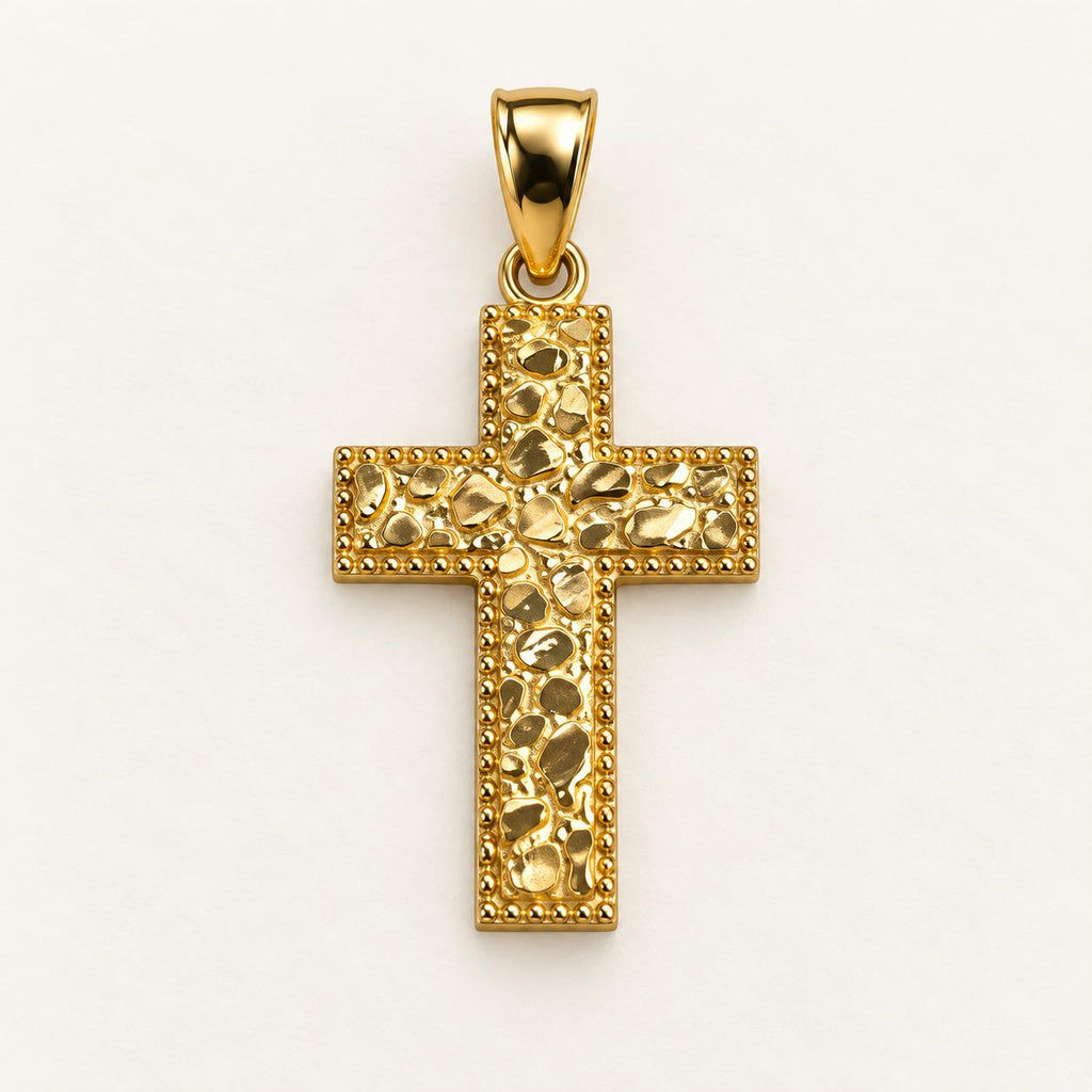Dije de Cruz Nugget en Oro 14K