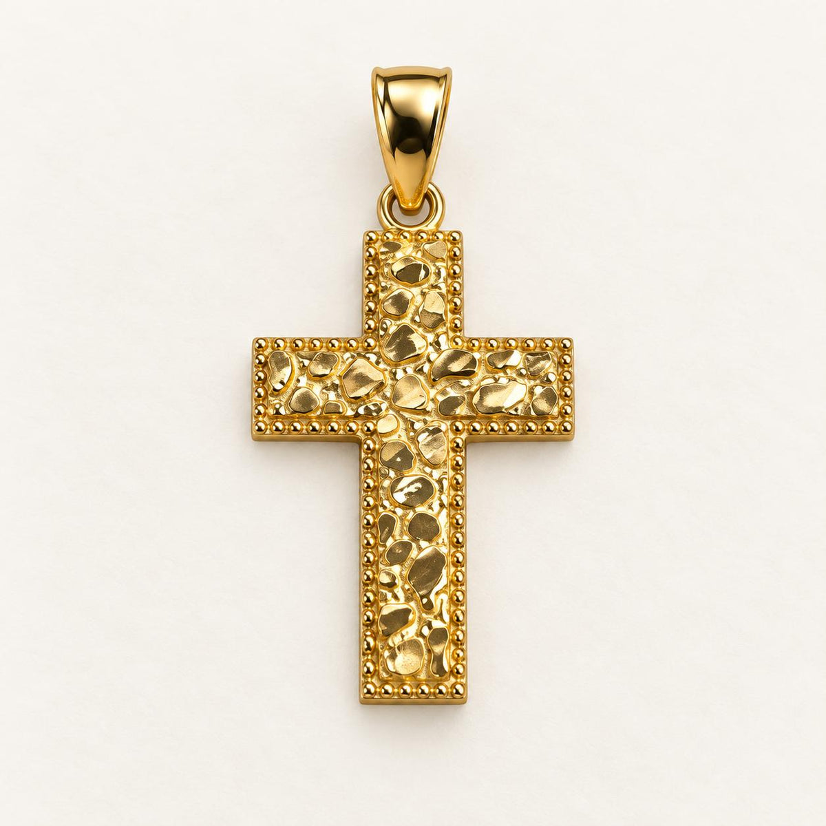 Dije de Cruz Nugget en Oro 14K
