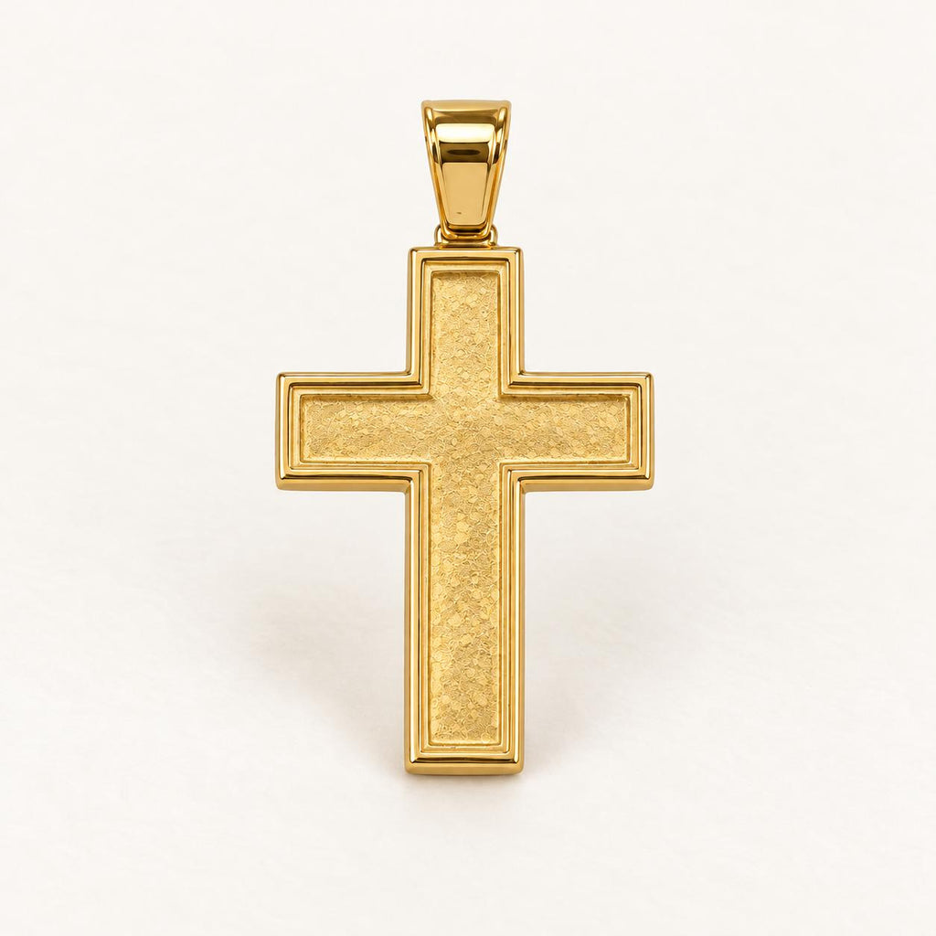 Dije de Cruz Nugget en Oro 14K